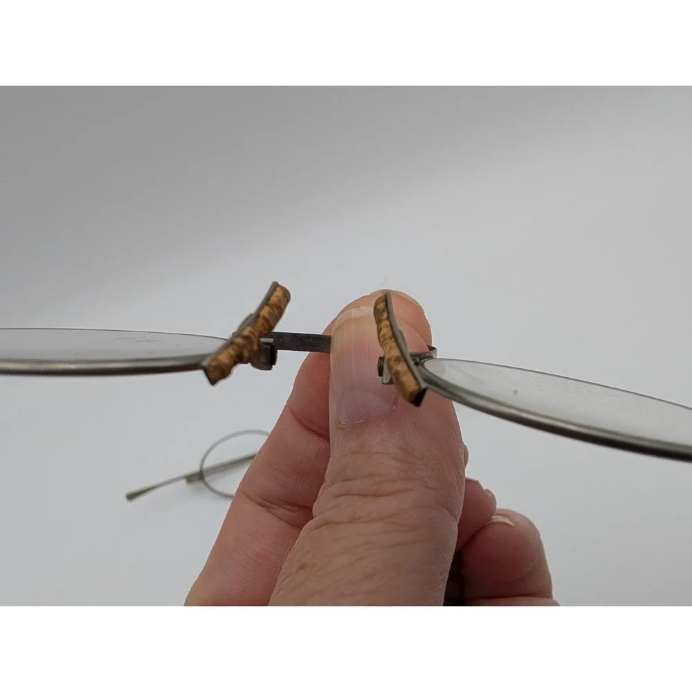 Vintage Metal Wire Rim Round Glasses Nose Rest‎ Bridge Lot of 3